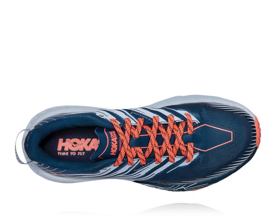 Hoka One One Trailsko Dame - Speedgoat 4 - Mørkeblå/Hvide - 538261NRA